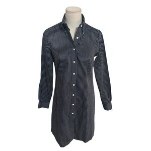 Brooks Brothers Navy Blue White Casual Button Down Shirt Dress Size 2 Work‎